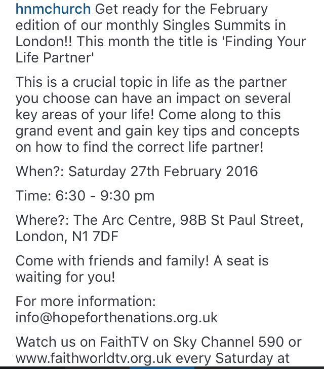 HNMChurch's tweet photo. Finding Your Life Partner #singlessummit2016 #HNMChurch https://t.co/ys9TfJEw2p