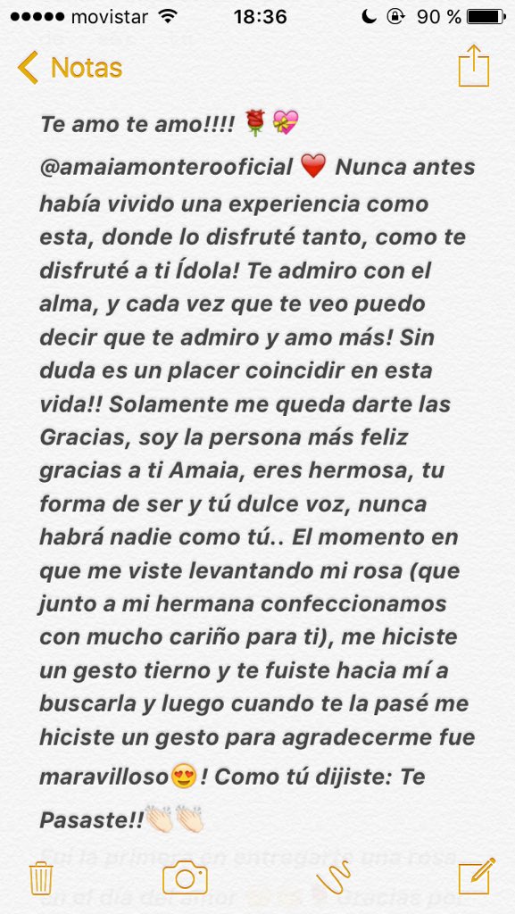 MariiShely's tweet photo. @AmaiaMontero Todo esto es con amor para ti 💕🌹❤️ Gracias por tus palabras, canciones y por cumplir mi sueño 2 veces💕 https://t.co/RrRwCyQiaK