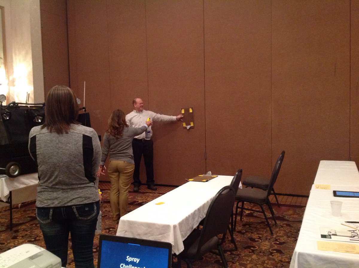 Spray Challenge!  Learning about droplet coverage as it relates to sprayer application. #PURDUEWIA2016