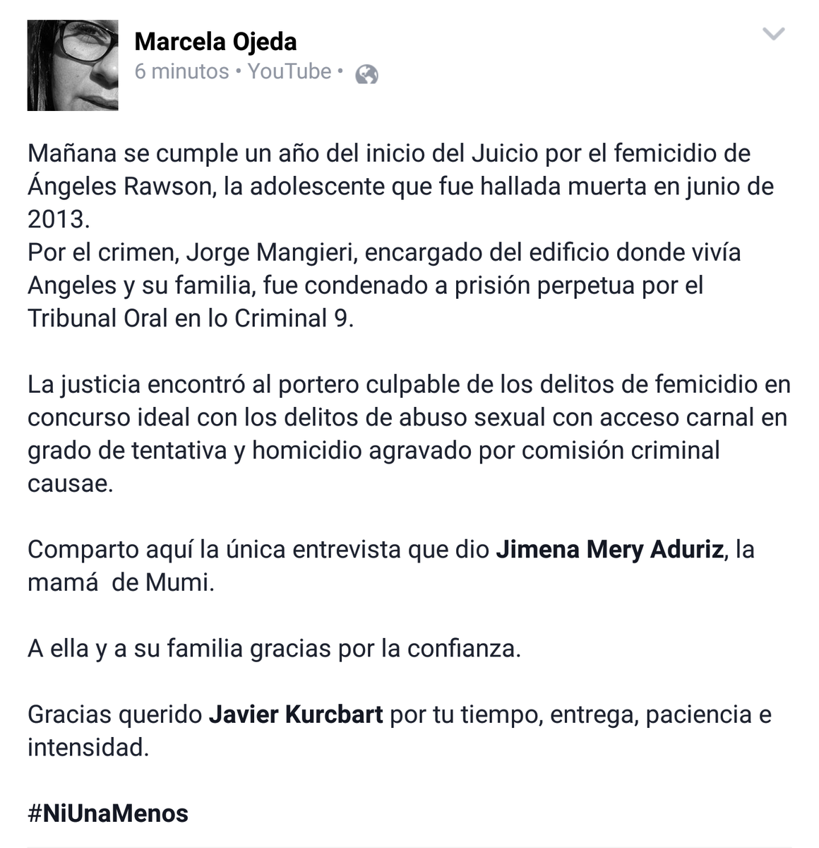 Marcelitaojeda's tweet photo. "El ultimo acto de su vida fue proteger su integridad y lograr que ... " 
#NiUnaMenos 
https://t.co/8daGsPgmDb https://t.co/f8eDfhuTMU