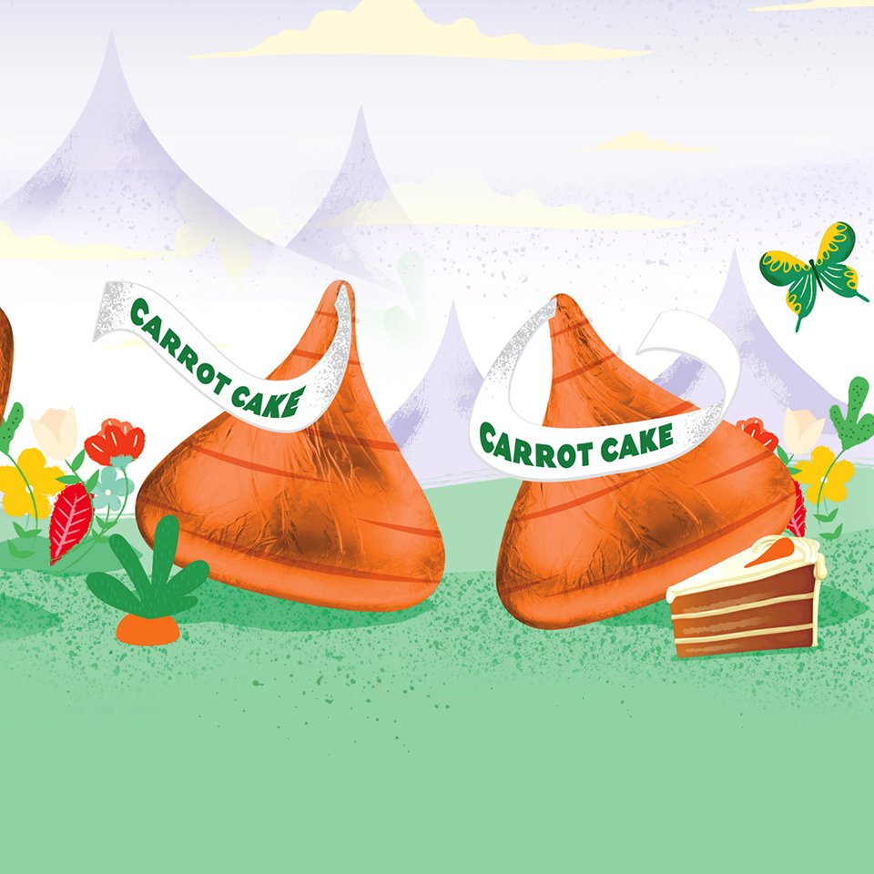 Hersheys's tweet photo. Surprise, the bunny brought a gift for kids and grown-ups! Have a taste of a special new KISSES candy https://t.co/T8zckxz9ZD