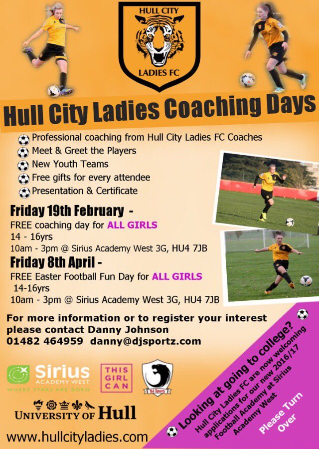 HCLFCcoaches's tweet image. @CottinghamHour FREE Football with Hull City LFC for Girls 14-16yrs. All abilities welcome. Please Support &amp;amp; Share.