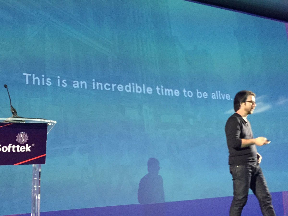 alexcamino's tweet photo. .@aarondignan : This is an incredible time to be alive #softtek16 https://t.co/dysTGJHH2I