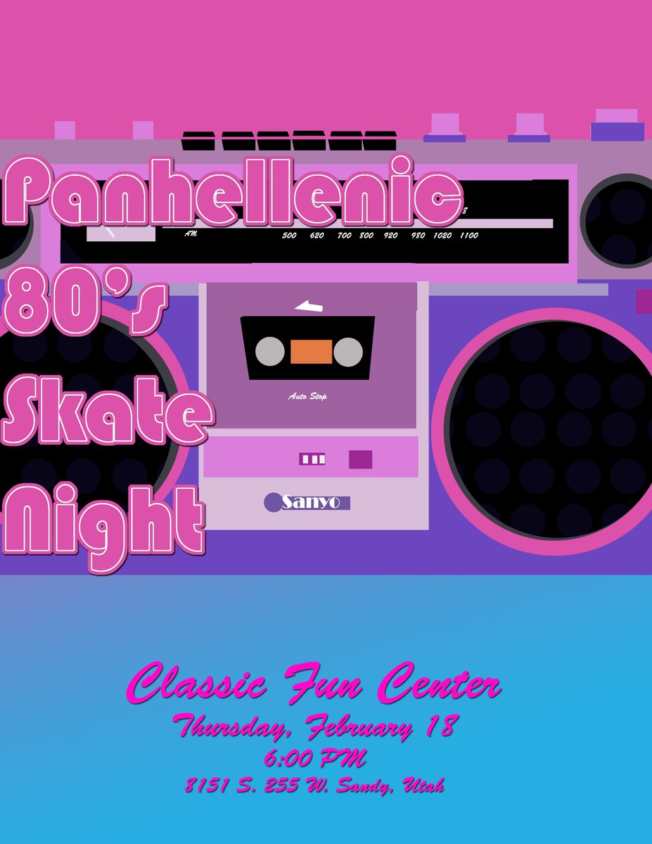 Come skate with your Panhellenic sisters tomorrow at Classic Skating in Sandy from 6-7!