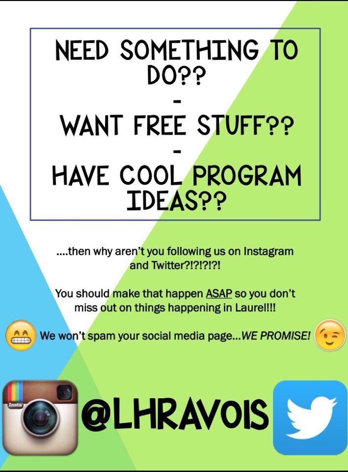 LHRAVols's tweet photo. Hey Laurel Residents! If you know a friend that stays here, you should tell them to follow us! 😊 https://t.co/Brkd0j7vhn
