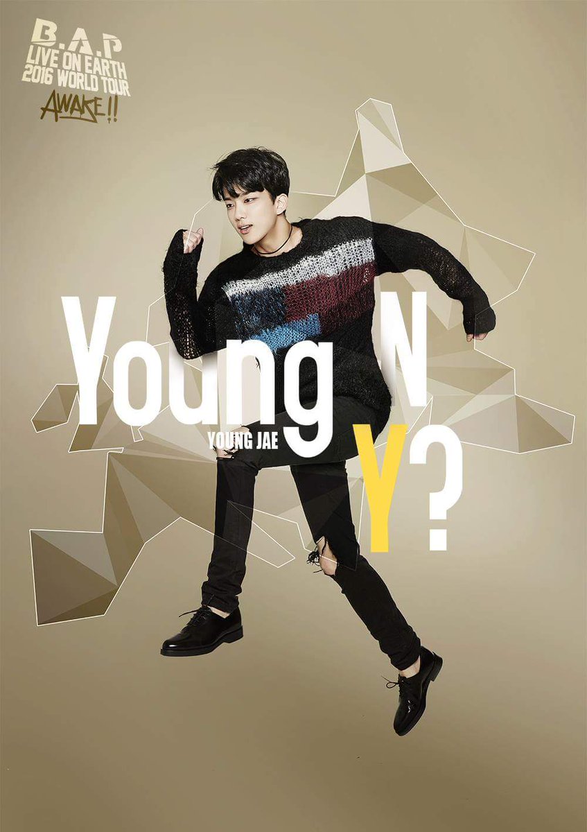 ricebabyz's tweet photo. [OFFICIAL] B.A.P LIVE ON EARTH 2016 WORLD TOUR Individual Poster "Young N Y?" - Youngjae https://t.co/lmSqdP9GIy