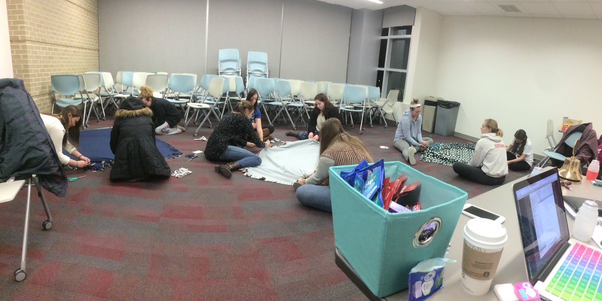 shipcirclek's tweet photo. Making blankets for the homeless at tonight's meeting! https://t.co/lV5JMMTrYn