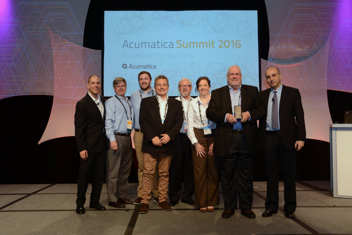 JAASSystems's tweet photo. Team JAAS receiving the 2015 Acumatica ISV Partner of the Year Americas during the #acumaticasummit2016. https://t.co/69tayow8BF