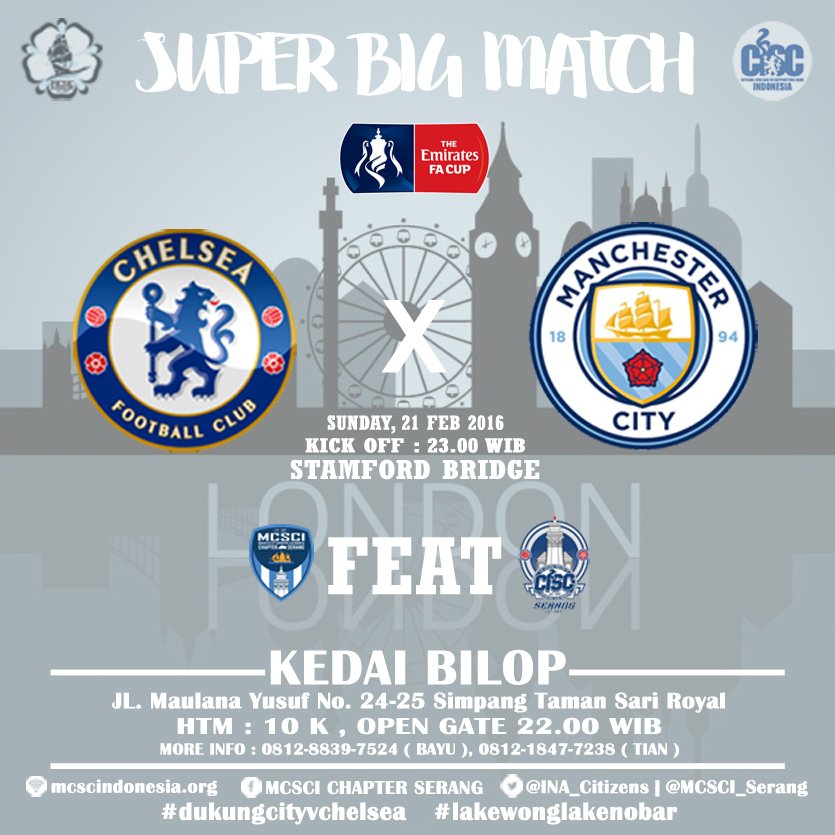 MCSCI_Serang's tweet photo. NobarFA @MCSCI_Serang feat @CISCserang_ | 21-02-16 | at Kedai Bilop,OG : 22.00 wib | htm 10k #dukungcityvchelsea https://t.co/0Zm843frcM