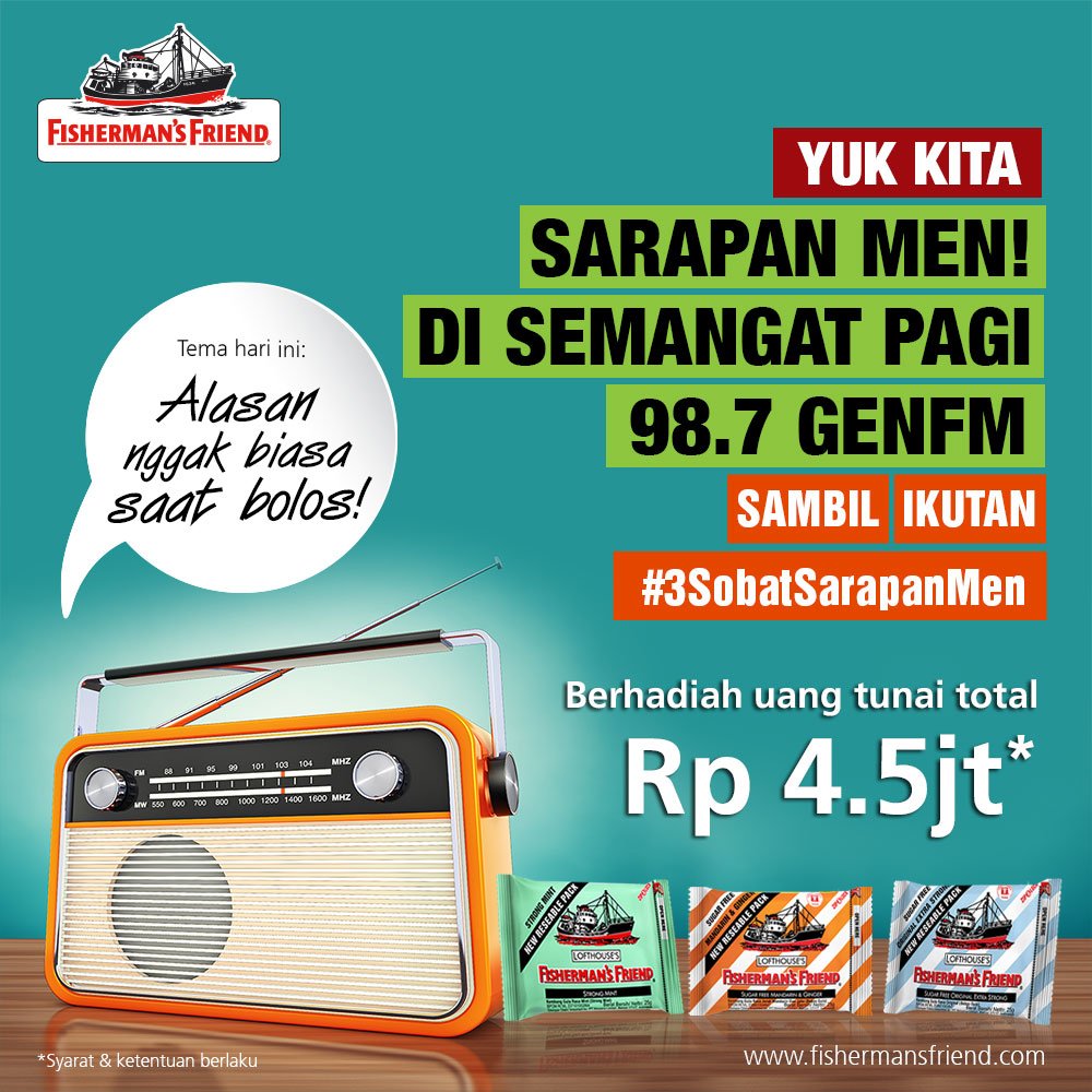 Fishermans_ID's tweet photo. Tema hari ini, share "alasan nggak biasa saat bolos" ! #3SobatSarapanMen https://t.co/jMXaAZYNhN
