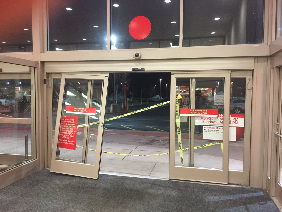 wlambertNHR's tweet image. A driver crashed into the doors at the Target on East Main Street this evening, according to a store employee.
