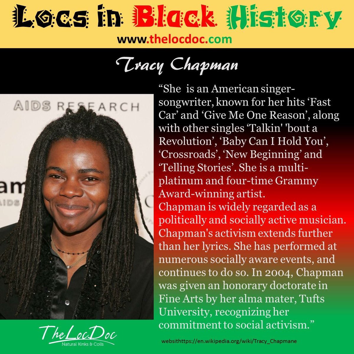 theloclife's tweet photo. Thank you @itsTracyChapman. #BlackHistoryMonth #locs #teamnatural #thelocdoc #tracychampman #fastcar https://t.co/s0u3sZw6vY