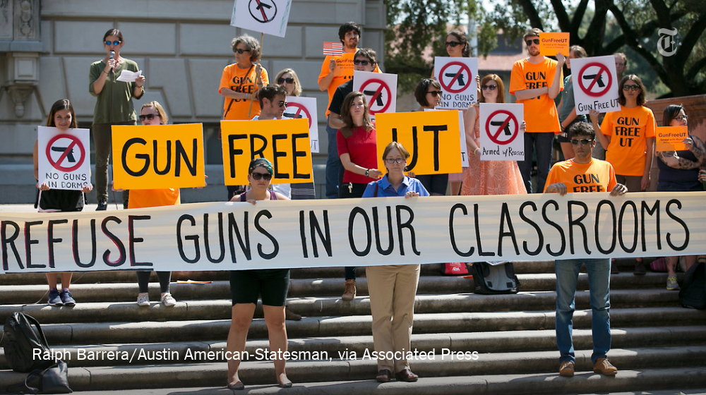 nytimes's tweet photo. University of Texas sets parameters for concealed handguns on Austin campus https://t.co/wFLwDCF8lC https://t.co/J5Q9ohkmML