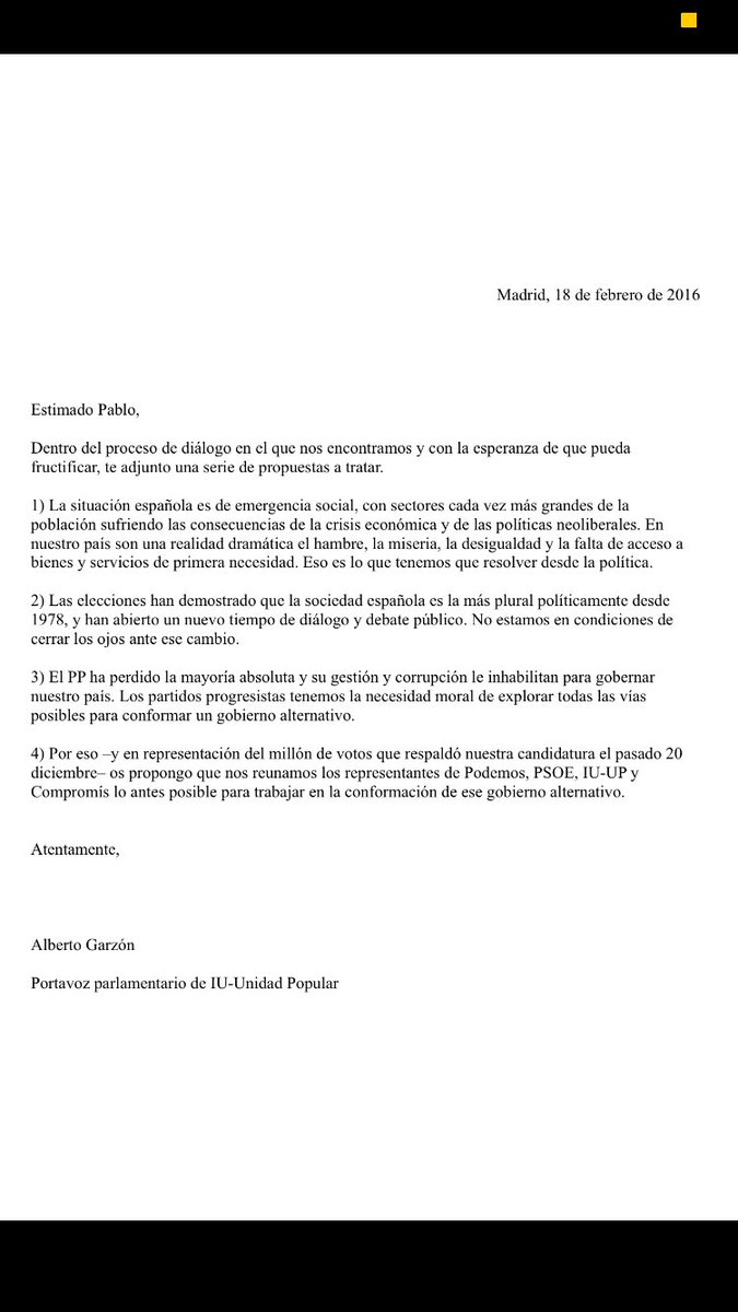 agarzon's tweet photo. He solicitado una reunión a cuatro a los portavoces de @ahorapodemos @psoe y @compromis para contribuir al diálogo. https://t.co/P6lVQjrGvU
