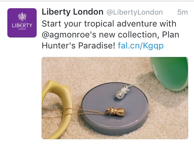 L15jewellery's tweet photo. @LibertyLondon 😂 or 'Plant Hunter's Paradise' even #typo
🍍🍍🍍 https://t.co/QBxwkEKOyj