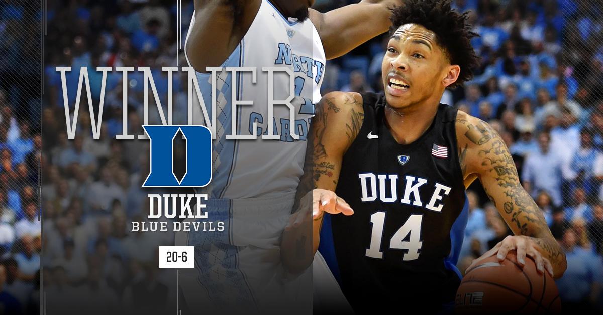 MarchMadnessMBB's tweet photo. Duke wins!

Resilient Blue Devils take down No. 5 North Carolina, 74-73: https://t.co/ui7CqtekNX https://t.co/BldM0Isgqz