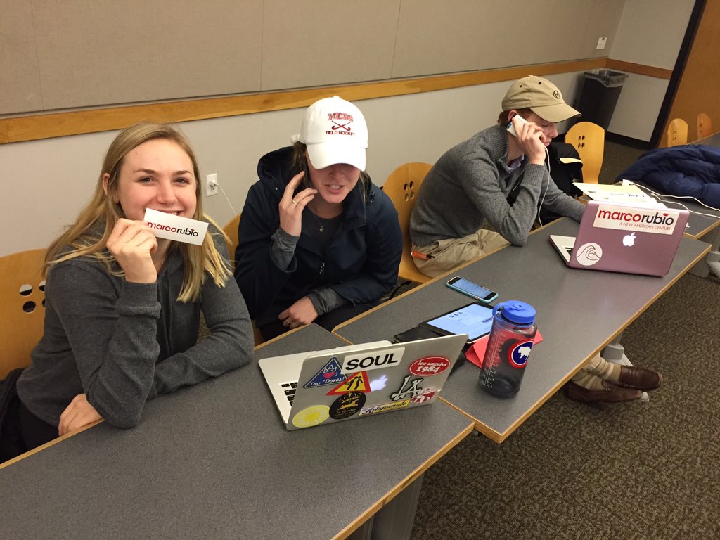 VandyforRubio's tweet photo. Vandy had a great time tonight phone banking for @marcorubio! We believe in the #Marcomentum https://t.co/nVmJLfvuoE