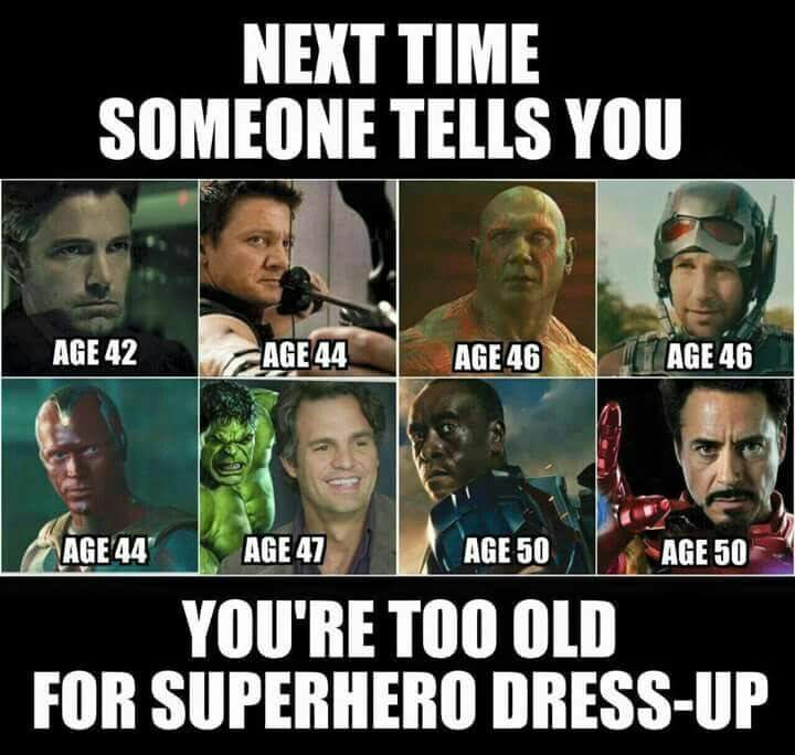 HUACB's tweet photo. So true! Age is just a number! #heroesunitedagainstcosplaybullying  #marvel #avengers #dc #justiceleague #Batman https://t.co/zWEaeXvZCz