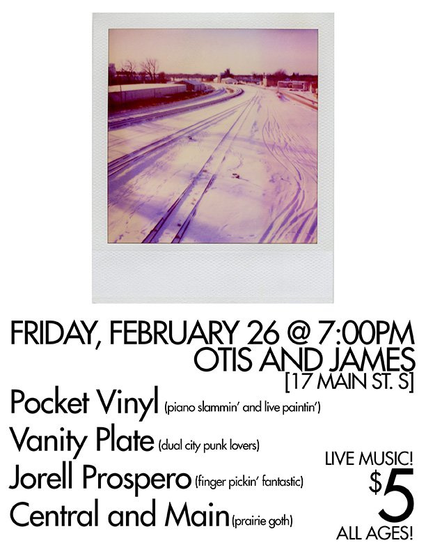 pangeahouse's tweet photo. 02/26/15 at Otis and James; Pocket Vinyl/Vanity Plate/Jorell Prospero/Central&amp;Main 7PM/$5/All Ages #learningtwitter https://t.co/HDpcgEc9mw