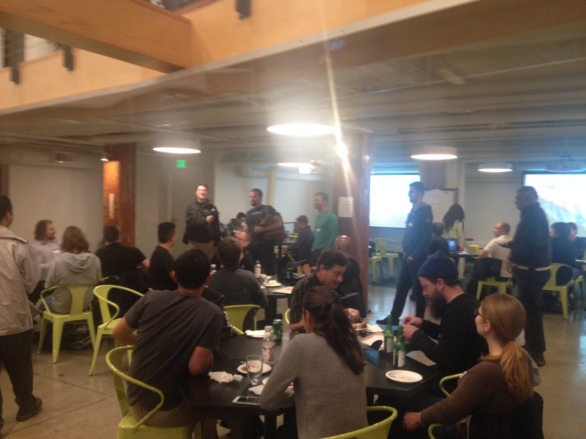 nuncle's tweet image. #SFPython/@sfpythonmeetup Project Night ft @framosconis on @scikit_learn w/ @simeonfranklin, @jek133 at @Tradeshift