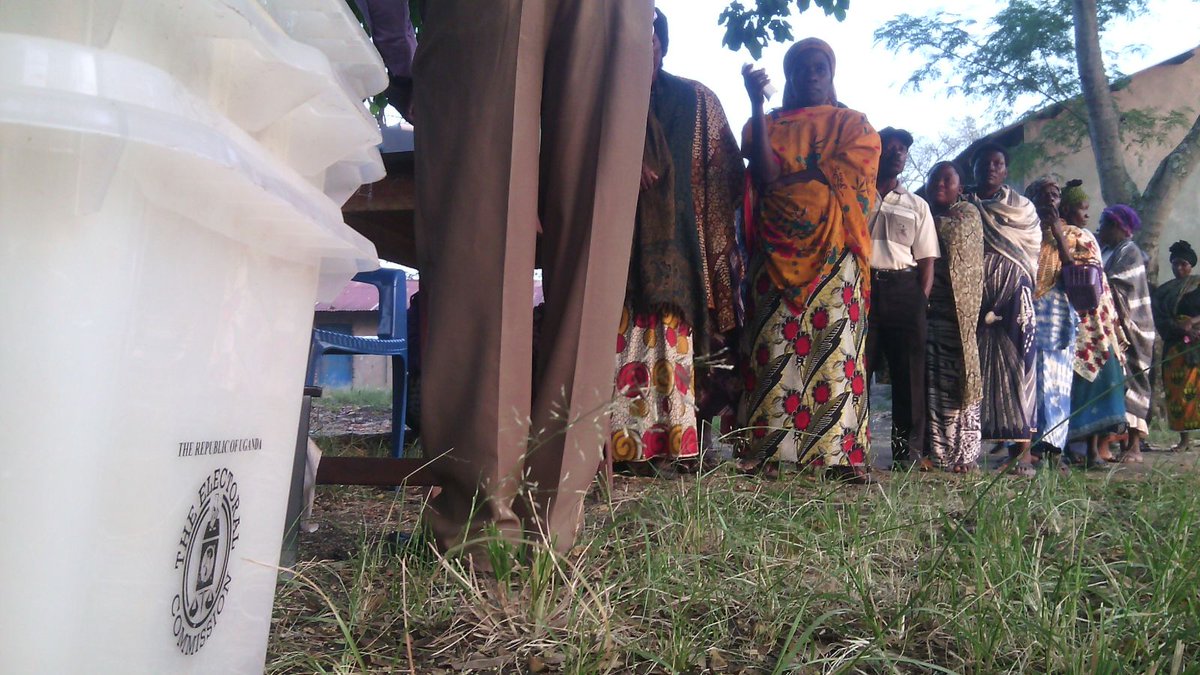 Voters stand in line in Kisinga subcounty where voting is set to start #UgandaDecides