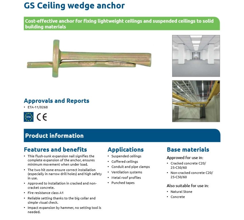 Rawlplug Sri Lanka On Twitter Gs Ceiling Wedge Anchor Suspended