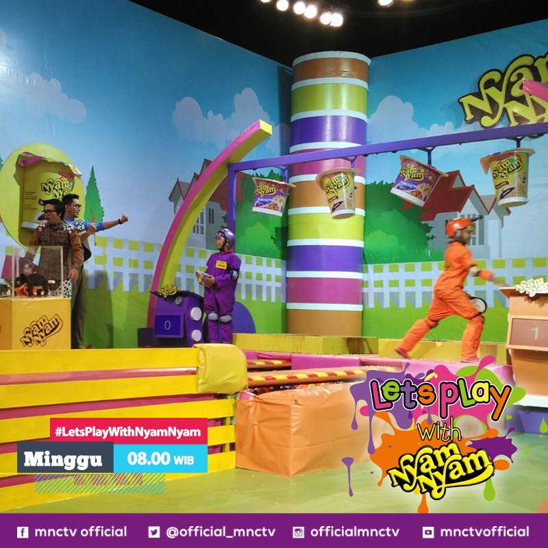 Letsplay_MNCTV's tweet photo. Mau minggu pagimu makin seru?! Yuk ikuti aksi para peserta di #LetsPlayWithNyamNyam Minggu pagi pukul 8.00. https://t.co/WMFWhuazjK