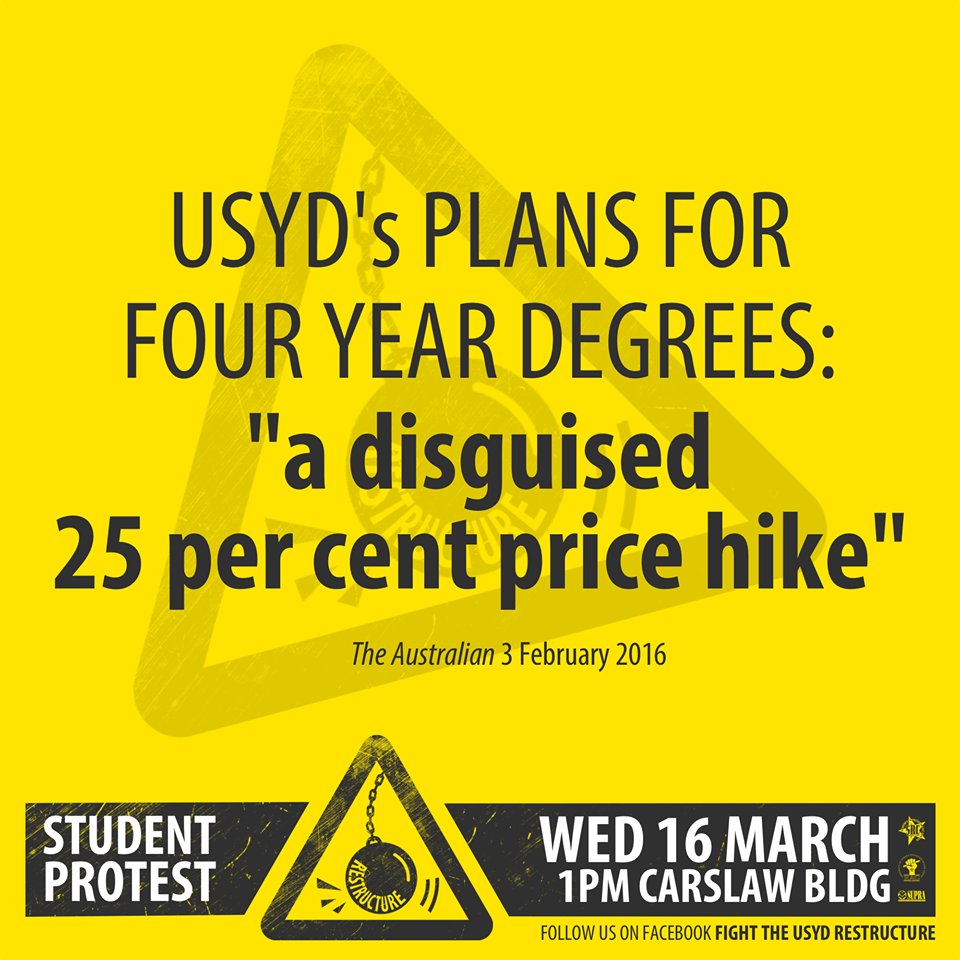 Oppose the introduction of a US-style ed. system at USYD - Say NO to 4yr generic &amp; more expensive undergrad degrees.