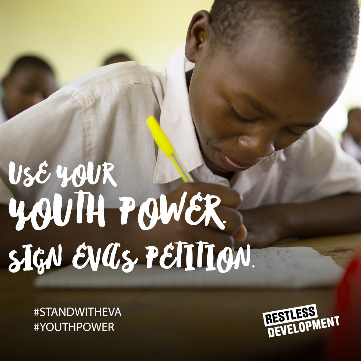 RestlessDev's tweet photo. New campaign! #StandWithEva &amp; make sure leaders keep #GlobalGoals promises #YouthPower https://t.co/eoCRlp1A2b https://t.co/GBPPYIRlAJ