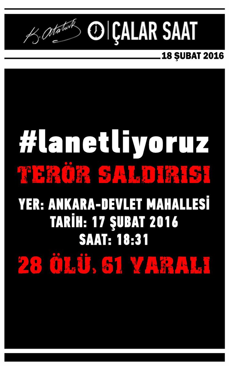 KucukkayaIsmail's tweet photo. 18.2.2016/ Çalar Saat Manşeti: #lanetliyoruz https://t.co/QGBi0PmHBZ