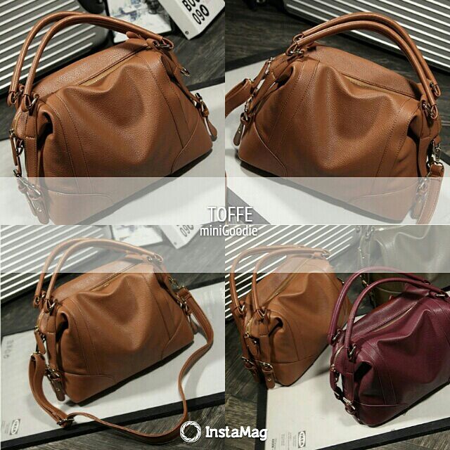 BROWN TOFFE in idr 289k. (PU Leather,  Tinggi 24cm, Panjang 35cm, zipper, Longstrap) #limitedstock