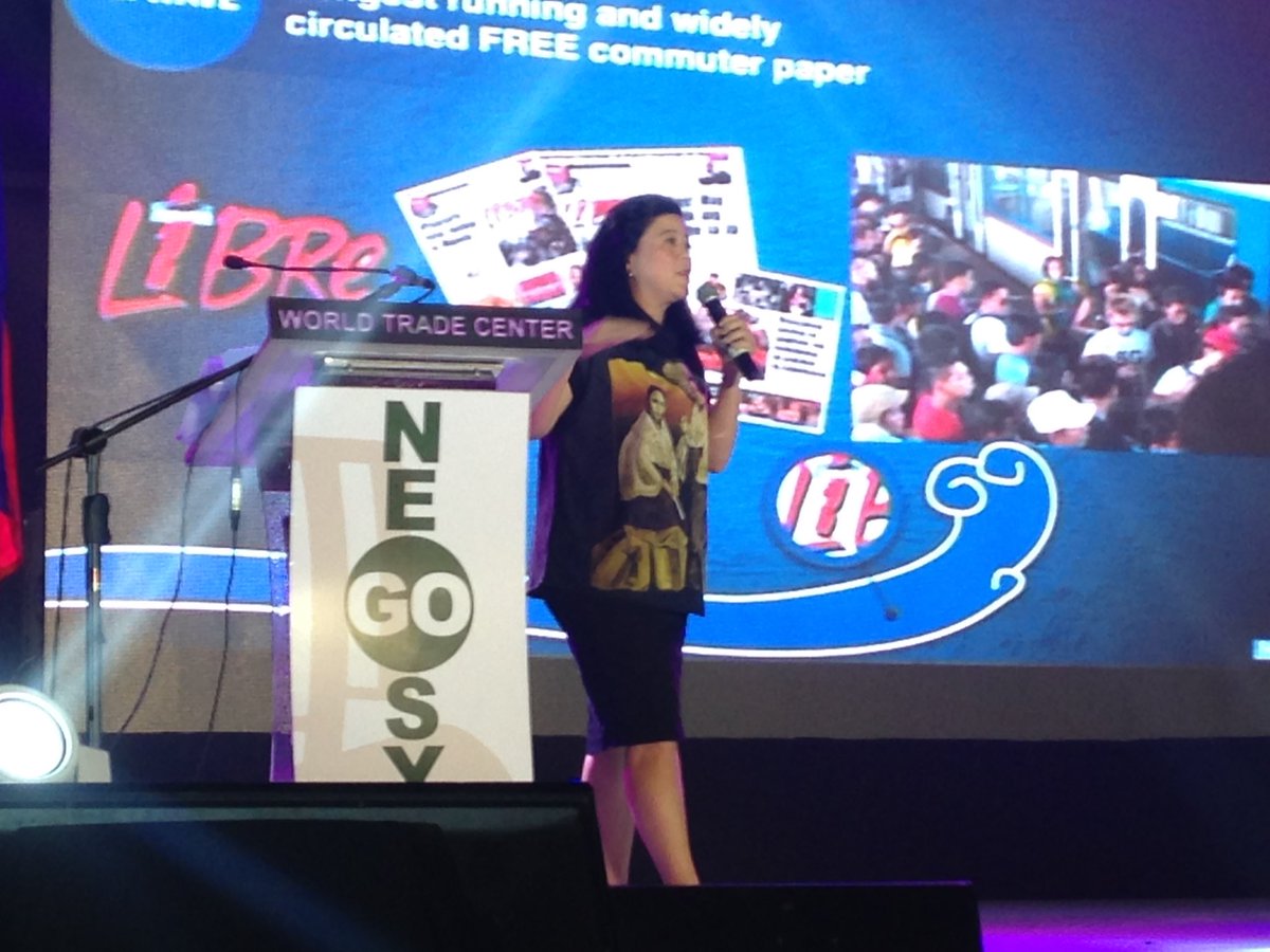 letsgonegosyo's tweet photo. [NOW] Redefining print journalism. Ms. Sandy Prieto-Romualdez, President &amp; CEO of @Team_Inquirer in today's #FES8 https://t.co/hwrPk1755t