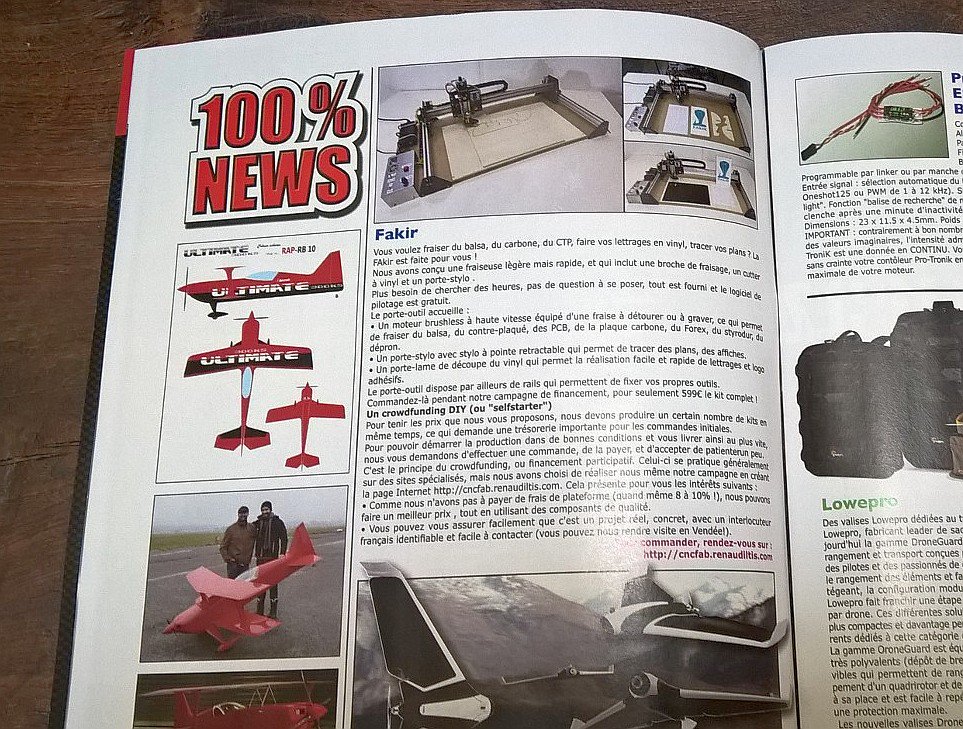 CncfabFr's tweet photo. La #FAKIR dans les news de @RCPilotMag , super sympa, merci! :) https://t.co/AxVDtTQf2s #modelisme #cnc https://t.co/dYF2CJJRXW