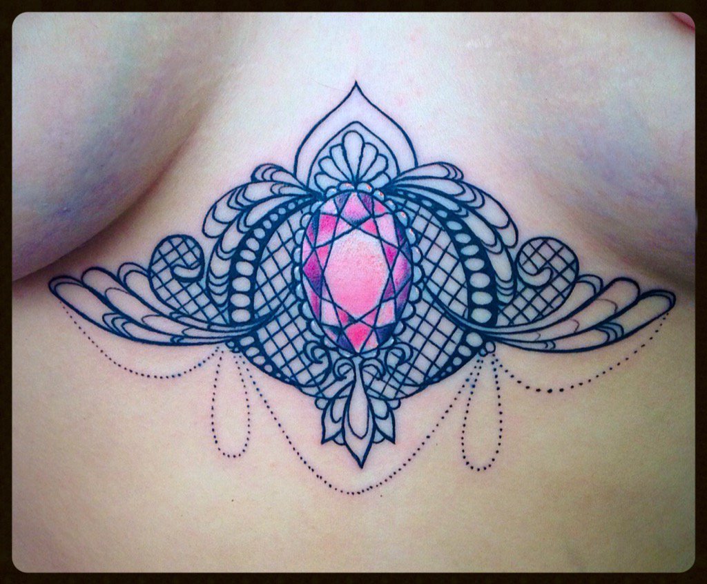 When your new #tattoo is on point 💜

#lace #pink #black #jewel #love