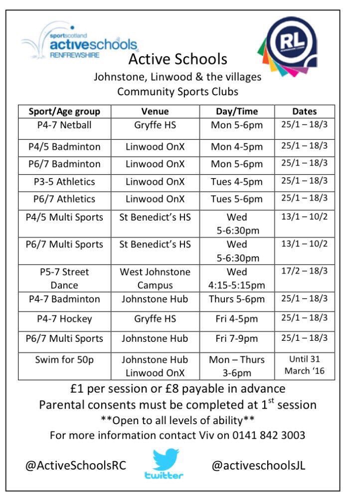 activeschoolsJL's tweet photo. Badminton community club
5-6pm
Johnstone Hub
Open to p4-7
Come along and complete consent on arrival #pathways https://t.co/Vd5bpTnetM