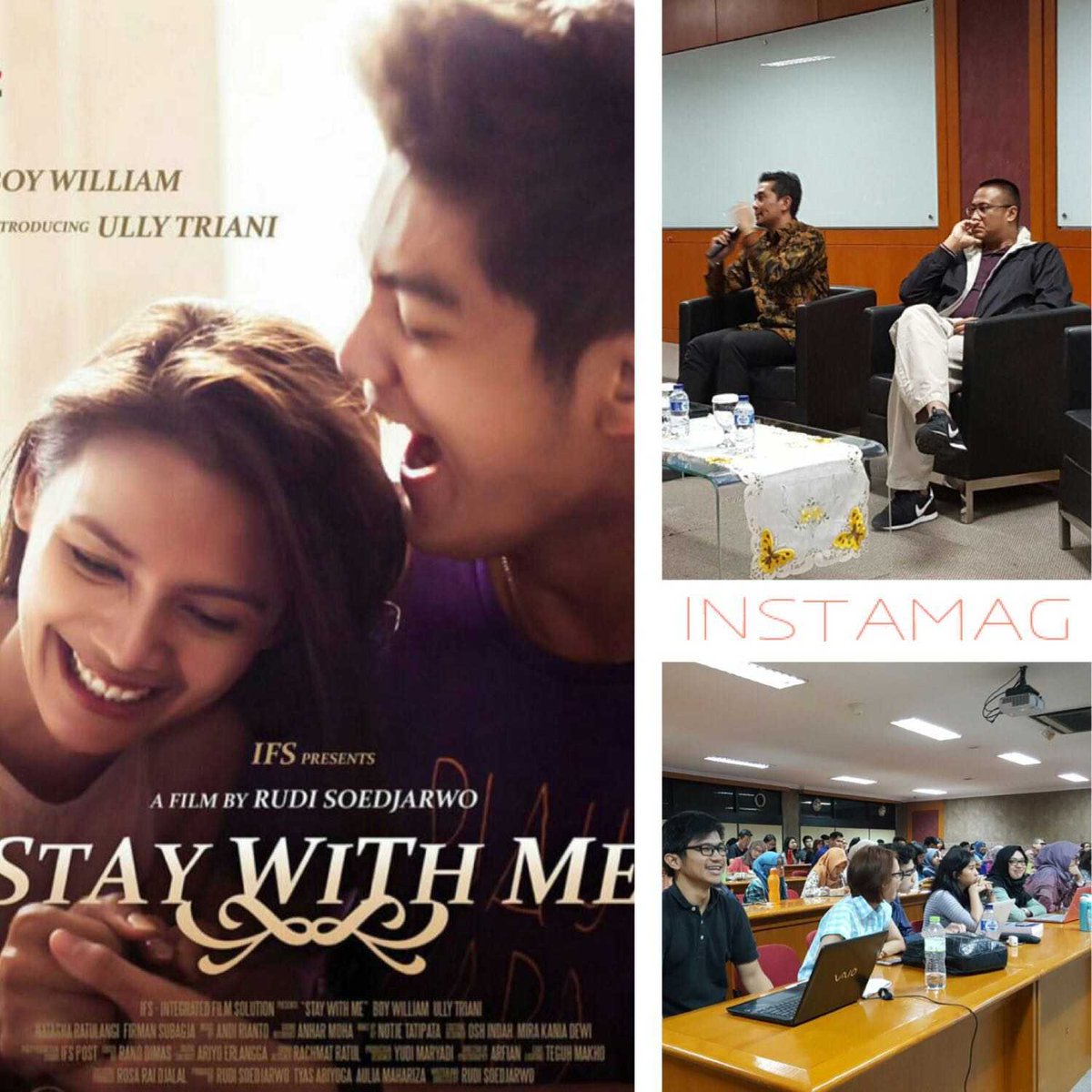 Diskusi film "Stay With Me" dgn Mahasiswa MMUI.  Film yg ditulis, disutradarai Rudi Soedjarwo dgn sepenuh hati.