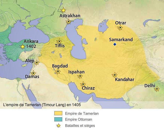 Stéphane Bergès Twitterren: "#Tamerlan, turco-mongol, fonde la dynastie des  Timourides qui a existé jusqu'en 1507. Il meurt le 18 février 1405.  https://t.co/6ARUAjBJl4" / Twitter
