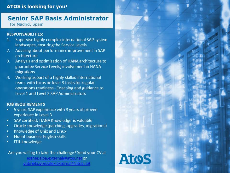 RecruitmentATOS's tweet photo. Atos is looking for a SAP Basis Administrator! Take the Challenge!
  #SAP @Saragonar https://t.co/nuzv2hM8EI