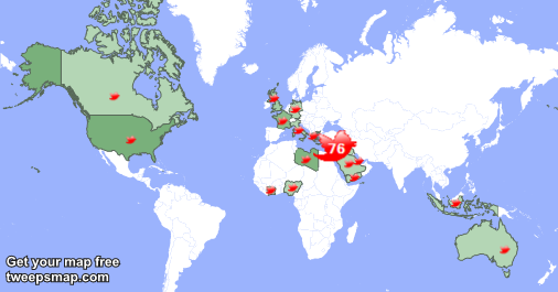 Claramawad's tweet photo. My followers are in Lebanon(76%), USA(5%)... Get your map too: https://t.co/nXLjX2UYjC https://t.co/Z81c4M6G2y