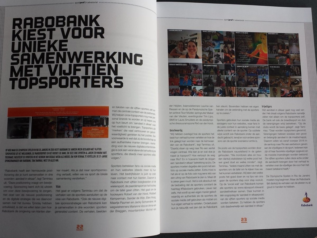 SportNetwerk's tweet photo. Rabobank kiest voor unieke samenwerking met vijftien topsporters. Lees verder op https://t.co/jlKK5I1nCp #SportProf https://t.co/G01Ajtlp5x