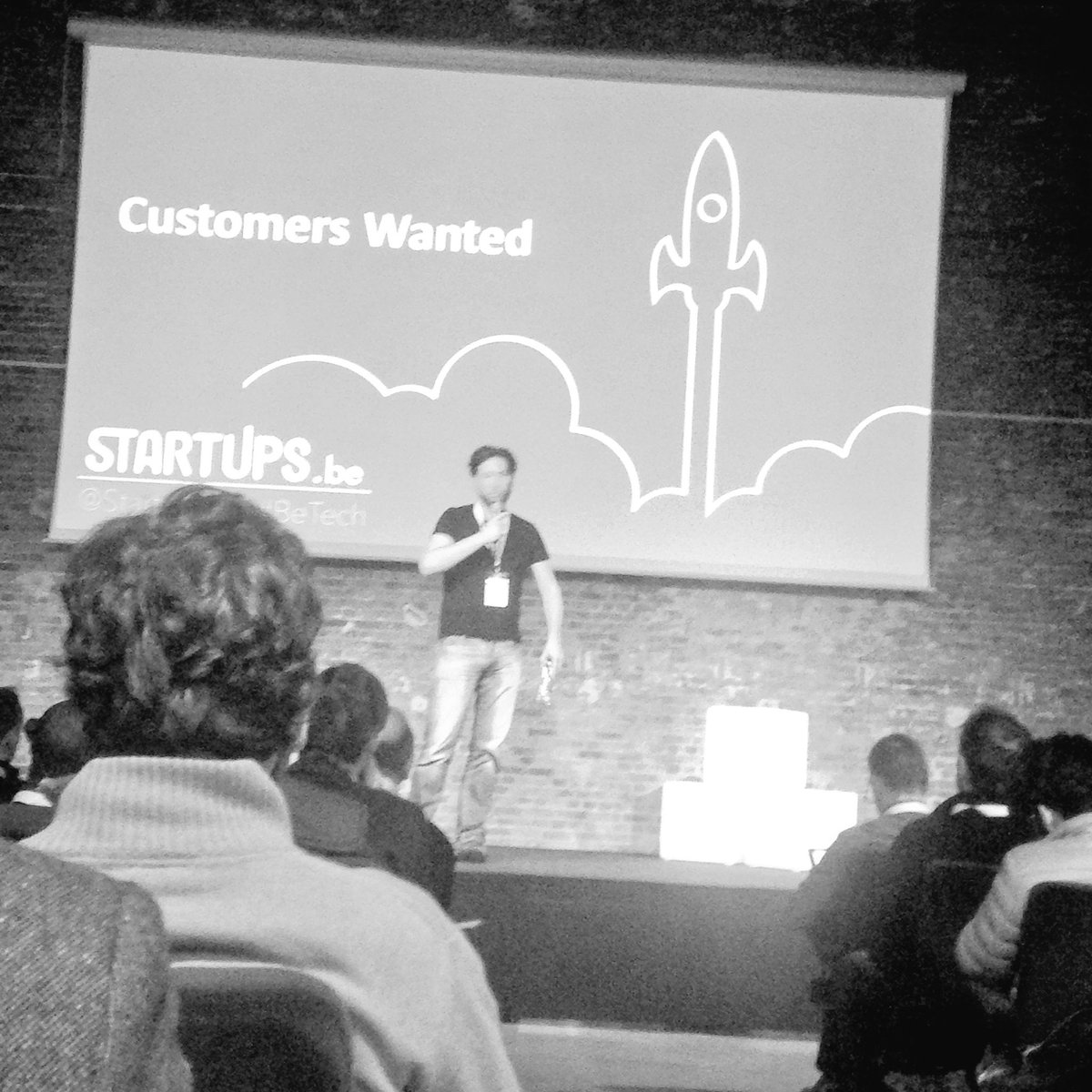 sarahfacq's tweet photo. Great ánd funny workshop Customers wanted: The #realo or #darwinanalytics way? from @anthonybosschem #TechStartupDay https://t.co/rkGENLKpf8