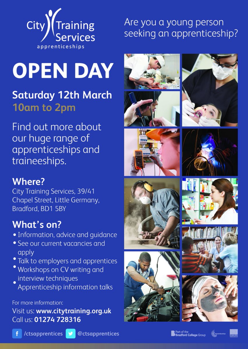 CTSApprentices's tweet photo. We have an open day on the 12th March! Come and visit us and find out more about @apprenticeships https://t.co/Rv6Rdp7Gv9