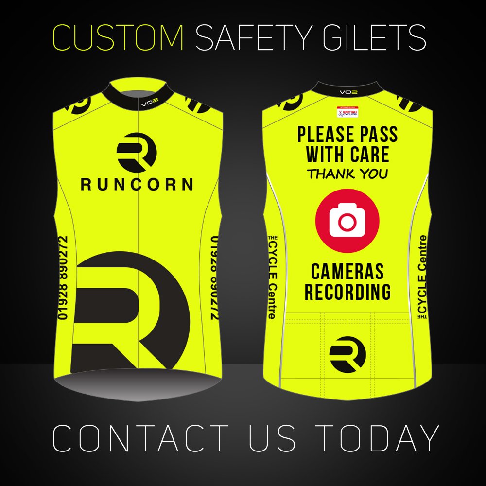 Great idea from the guys at Runcorn CC! Hi Vis Custom Safety Gilets! Featuring fluo colours and reflective detail!