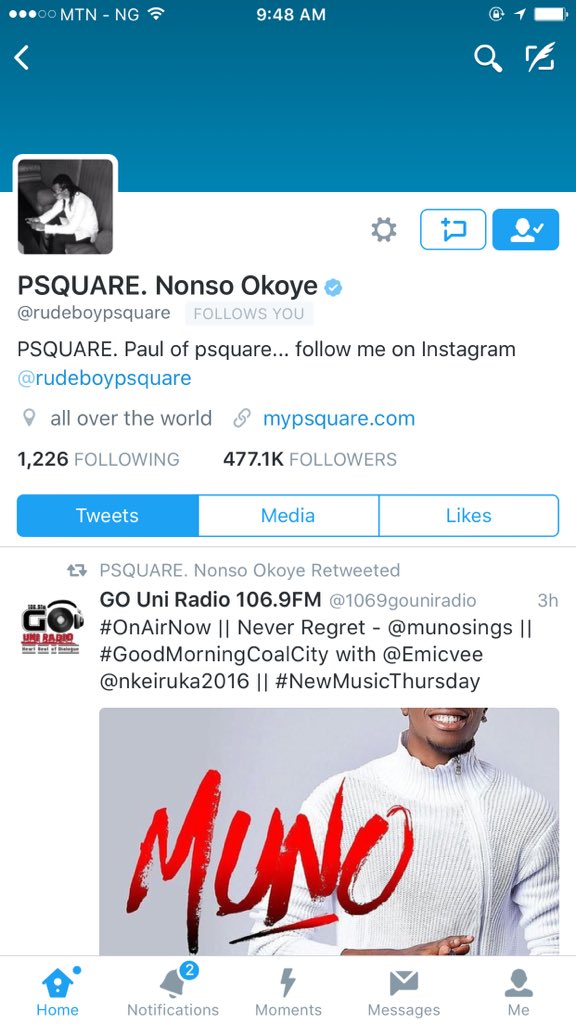 maziibe_'s tweet photo. Psquare wants to break up.

Paul followed me.

God. Is this a sign?

Am I the next Peter?

Talk to me Lord!! https://t.co/0kgx12FkVt