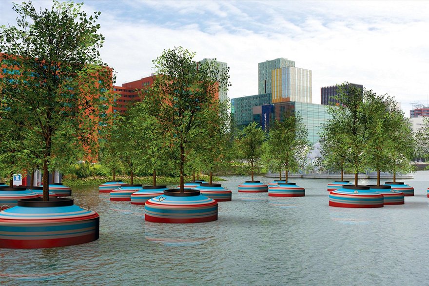 EDGardensUK's tweet photo. Floating garden in Rotterdam, replinishing trees removed #floating #citygarden #rotterdam #floatingtrees #eco #green https://t.co/S9peCpjldf