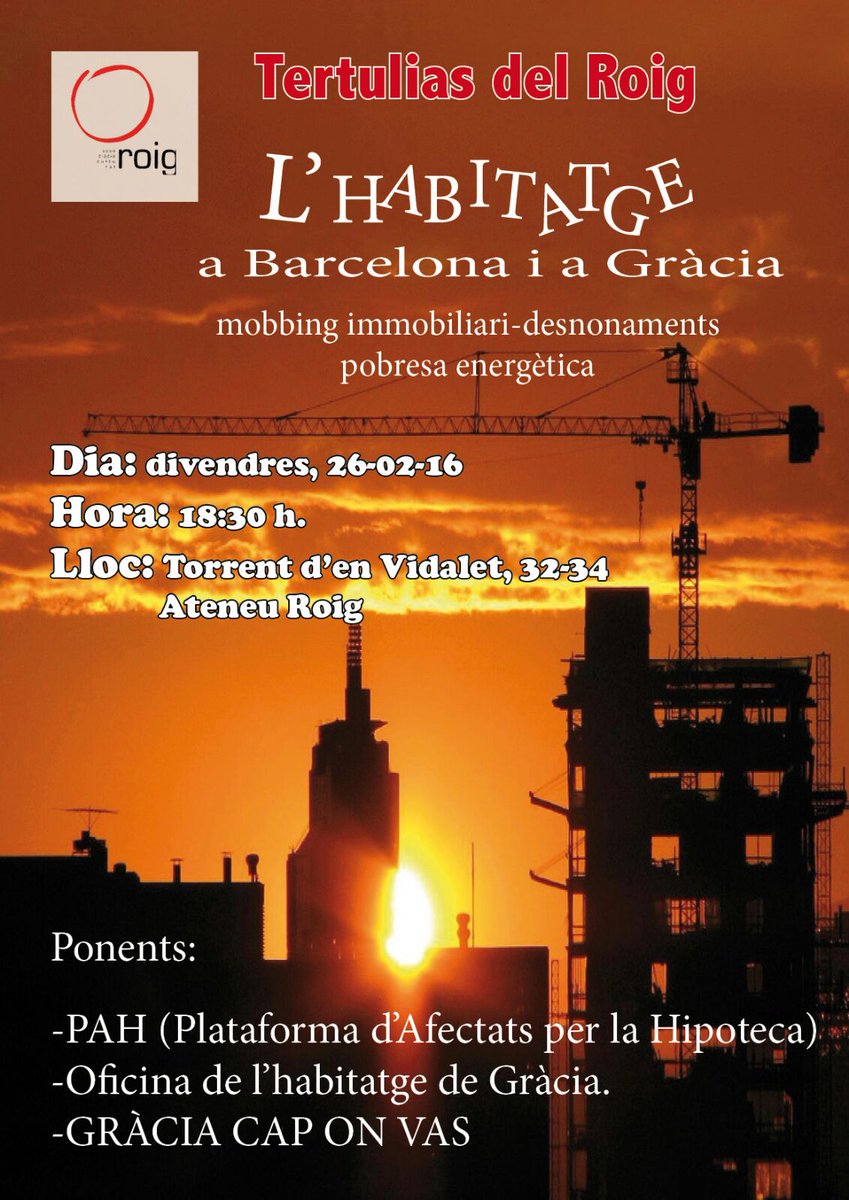 PAH_BCN's tweet photo. Divendres 26 a les 18.30h #XerradaPAH cap a
l'@ateneu_roig 24/2015 #AvuiEsPot #ILPesLlei
i aviat #Las5DeLaPAH https://t.co/ZyfpOqYfYm