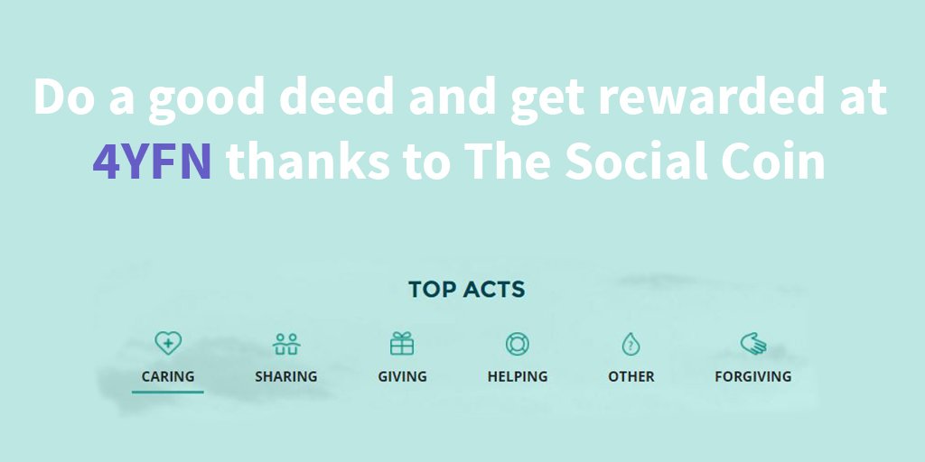 4YFN_MWC's tweet photo. Be part of an exciting social challenge at #4YFN! Track your kindness with @Thesocialcoin https://t.co/Z2ysTazhne https://t.co/QlCspVS7K9