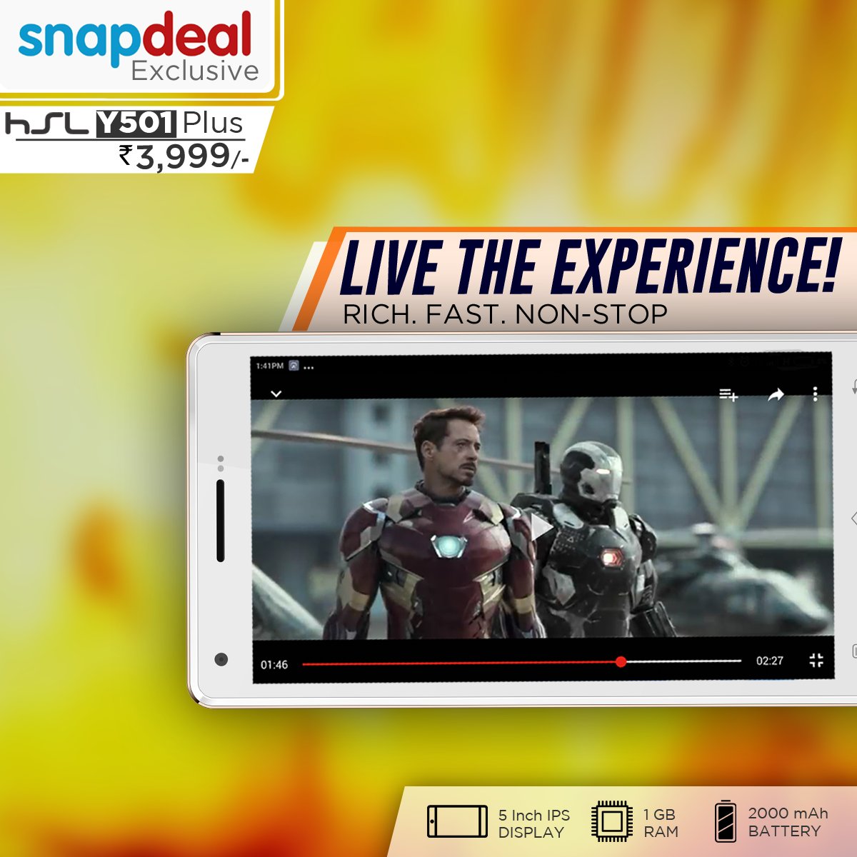 HSLmobileindia's tweet photo. Live the viewing experience with HSL Y501 Plus! India's first #HammerScreen phone - https://t.co/8MgZHPUhIu https://t.co/2krwQ5dpzE