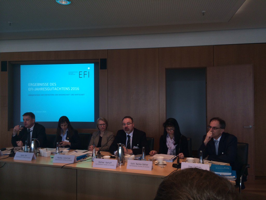KnutBlind's tweet photo. Topics of #EFI : #socialinnovation, #patentboxes, #robotics, #SMEs, #digitalbusiness, #eGovernment @stifterverband https://t.co/oQg6pr1Iiw