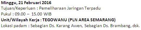 plnuidjateng's tweet photo. #infoPLN RNC #Pemeliharaan #Listrik|Minggu,21Feb'16 #TEGOWANU @ganjarpranowo @JatengTwit @KotaSMG @SeputarPWDD https://t.co/PFERiYrGsp